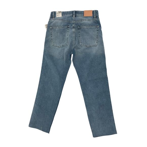 ZARA Authentic Denim TRF Light Wash Side Stripe Straight Cropped Jeans 2 - Picture 9 of 9